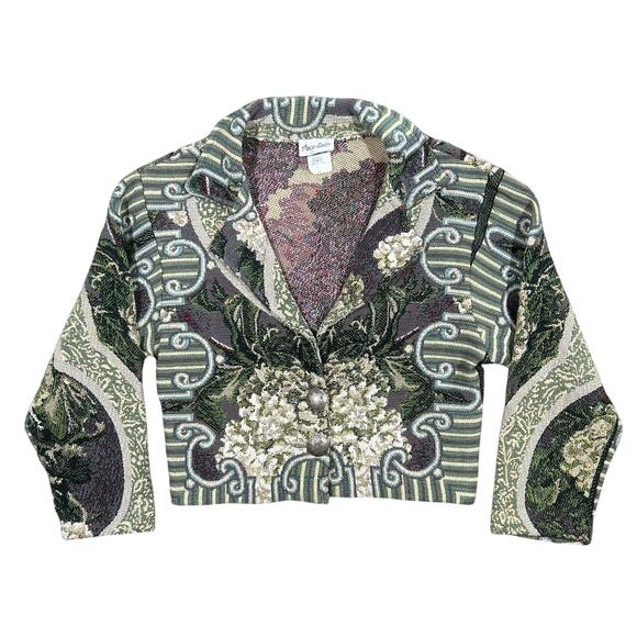 American Vintage Jackets & Blazers - Vintage Paco Soler Floral Tapestry Jacket Womens S/M Cropped Fit Woven Blazer